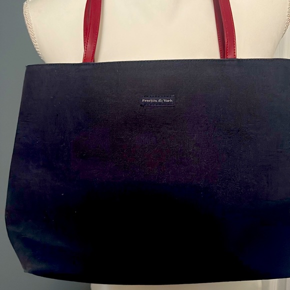 Preston & York Cloth Shoulder Bag - Blue & Red nice tote purse - Picture 1 of 9